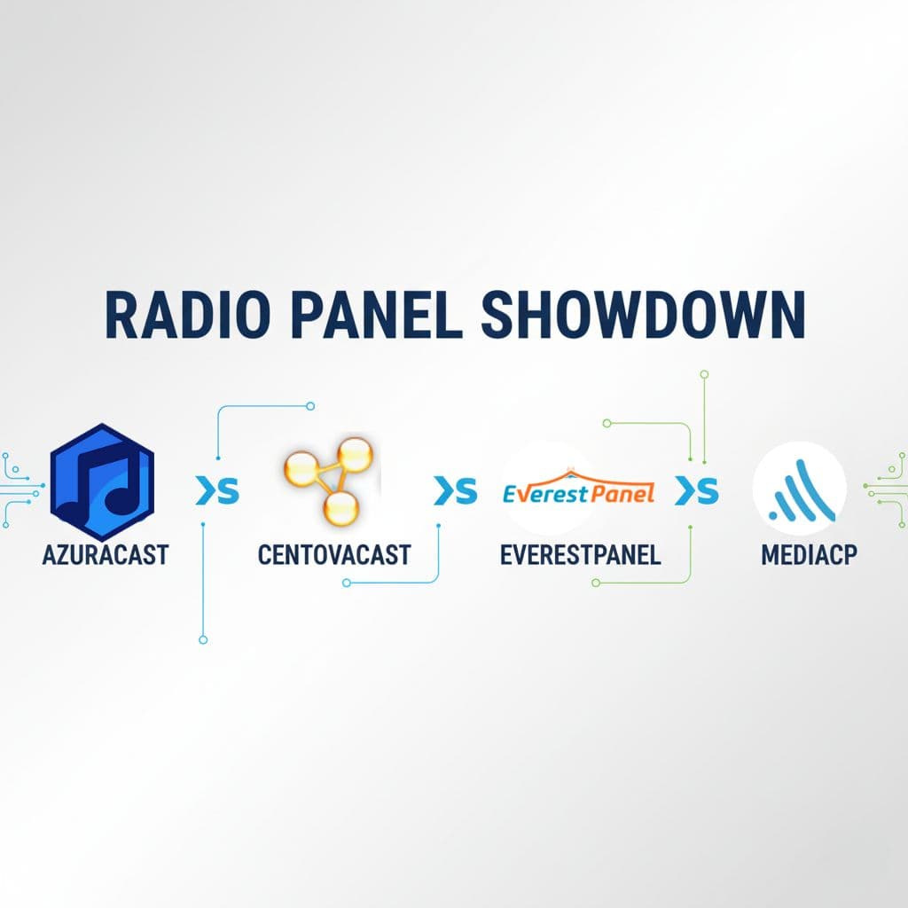 A comparison of AzuraCast vs. CentovaCast vs. Everestpanel vs. MediaCP for radio hosting