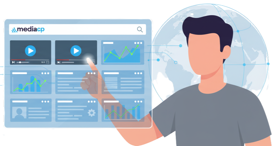 A user managing video and radio streams on the Managed MediaCP Hosting control panel.