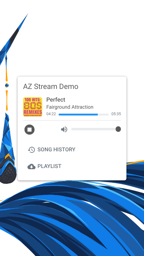 AzuraCast mobile friendly public radio player.